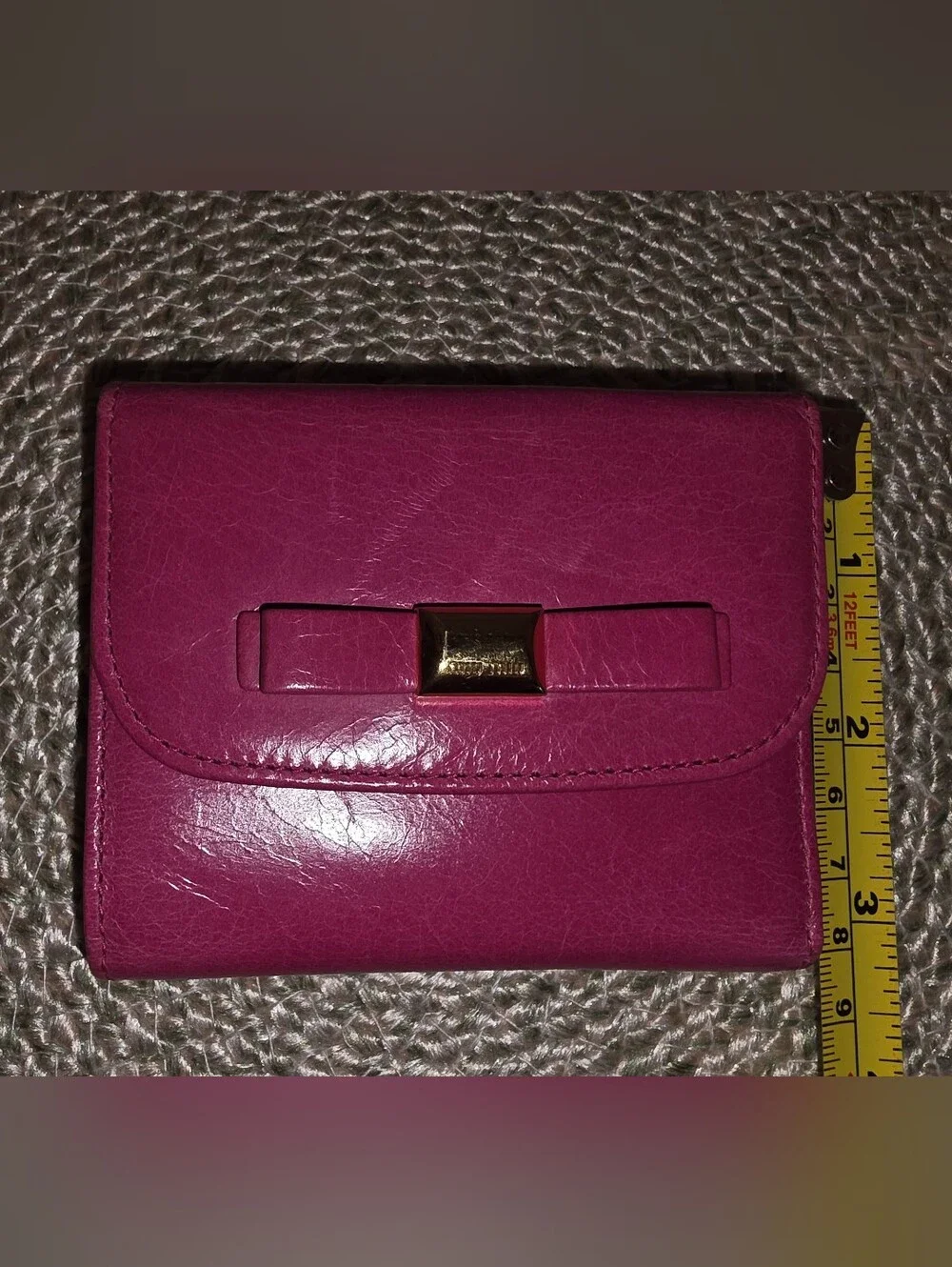 Pre-owned Authentic Miu Miu Bright Pink Leather Bow-Accent Wallet